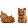 Miniature Wooden Carved Lying/Sitting Cat Ornaments Creative Tabletop Cute Animals Figurine Kids Gift Decoration home