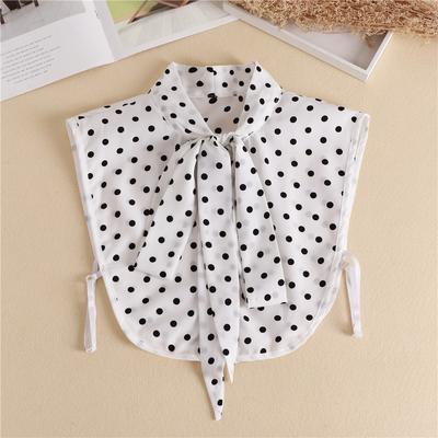 Damen Punkte Schleifen Hemd Falscher Kragen Krawatte Baumwolle Abnehmbarer Falschkragen Revers Bluse Top Herbst Pullover Dekorativ