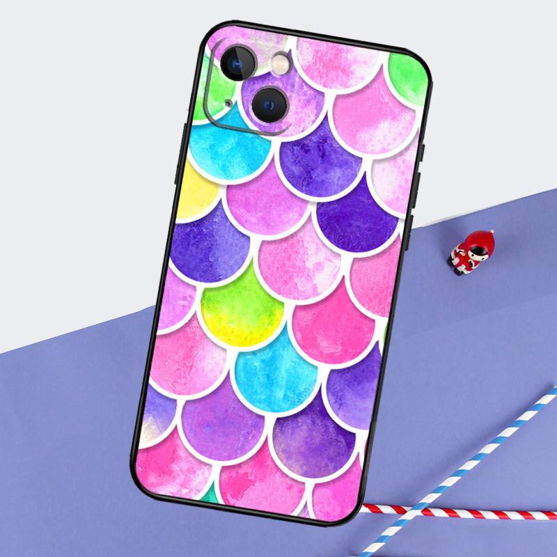 Watercolor Faux Mermaid Scales Phone Case For iPhone 16 15 Pro Max 12 13 Mini 11 14 Pro Max XR 16 15 Plus 16e Cover Coque