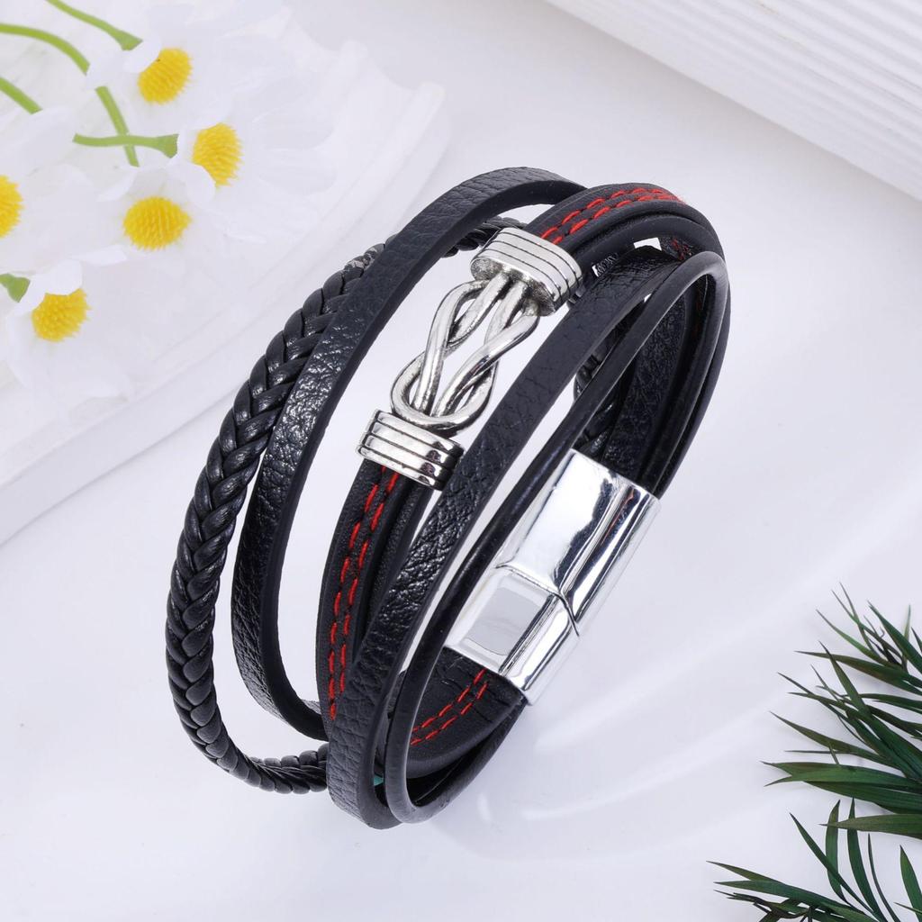 Men's Multi-layer Woven Leather Rope Bracelet: European-American Hip-Hop Punk Style