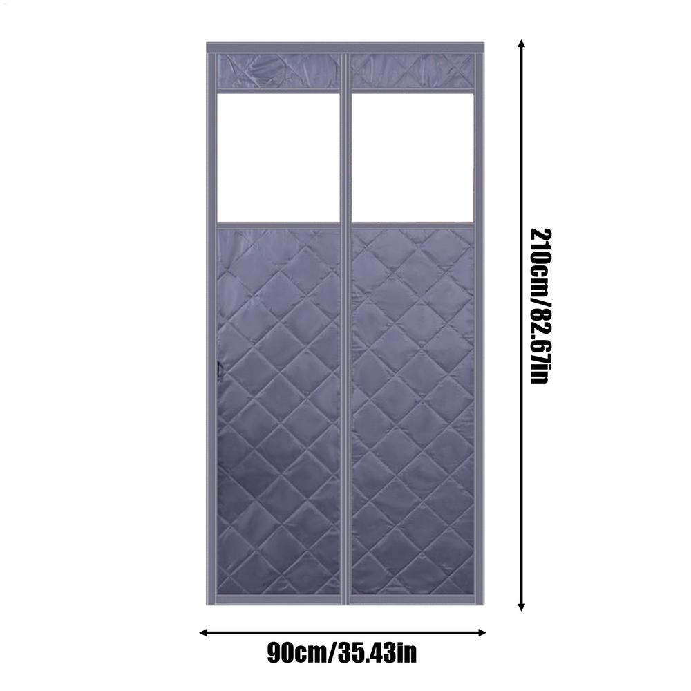 Temporary Thicker Door Insulation Cover Winter Layered Door Thermal Cover Windproof Door Curtain Door Screen with Clear Window серый