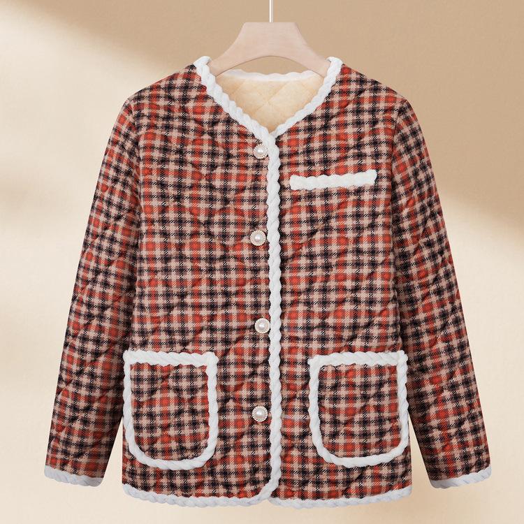 Clothes Small Cotton Jacket Thickened Lamb Velvet Short Middle-aged and Elderly Women's Flower Cotton Jacket Cotton Jacket New Winter Style