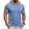 Men’s Shirts Short Sleeves Hooded T-shirts Fitness Tops Summer Casual Wear Pullover Hoodie
