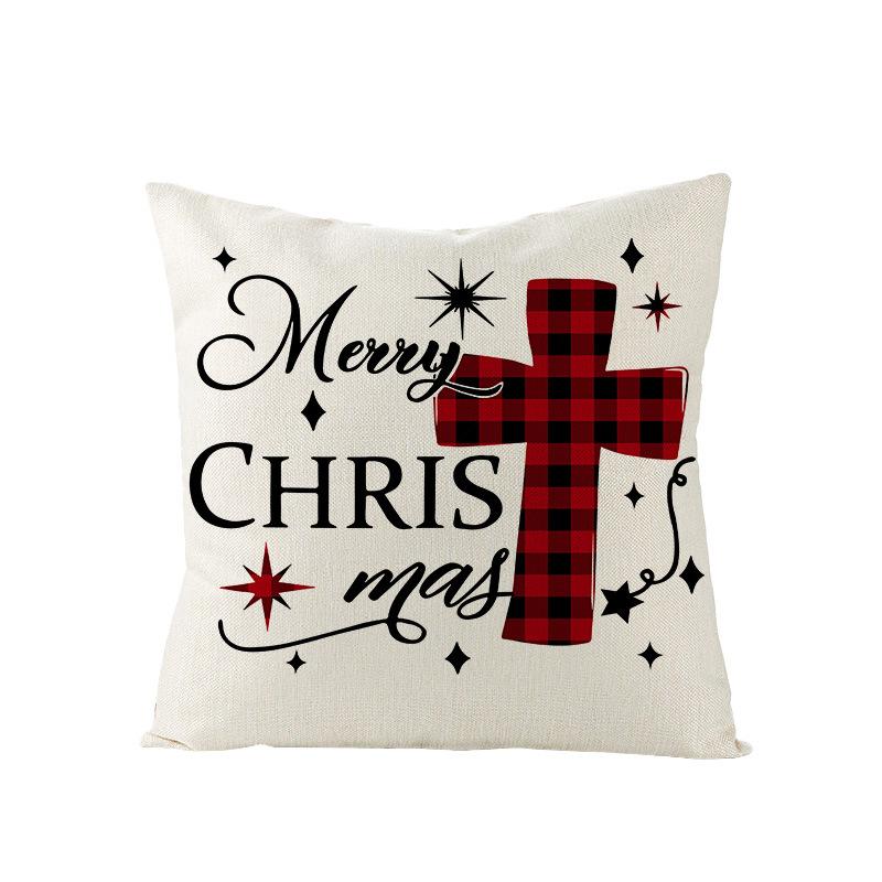Plaid Christmas Pillowcase Red and Black Plaid Polyester Print Home Cushion Living Room Sofa Bedroom Cushion