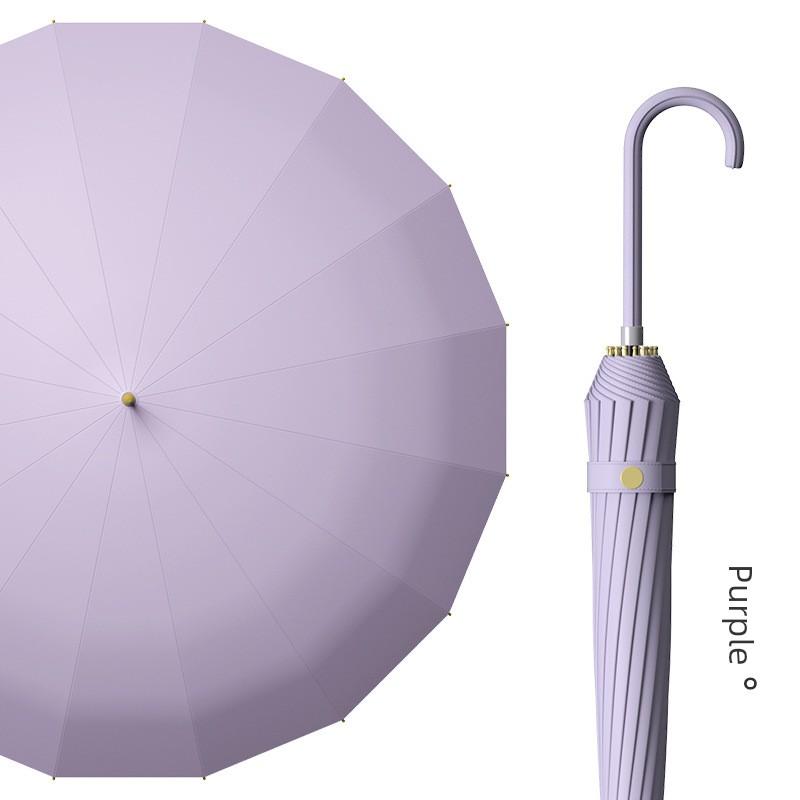 Creative Minimalist Straight Long-Handle Umbrella, Solid Color, Japanese Style, Fresh and Simple, Leather Handle, Vintage Unisex Straight-Handle Sun