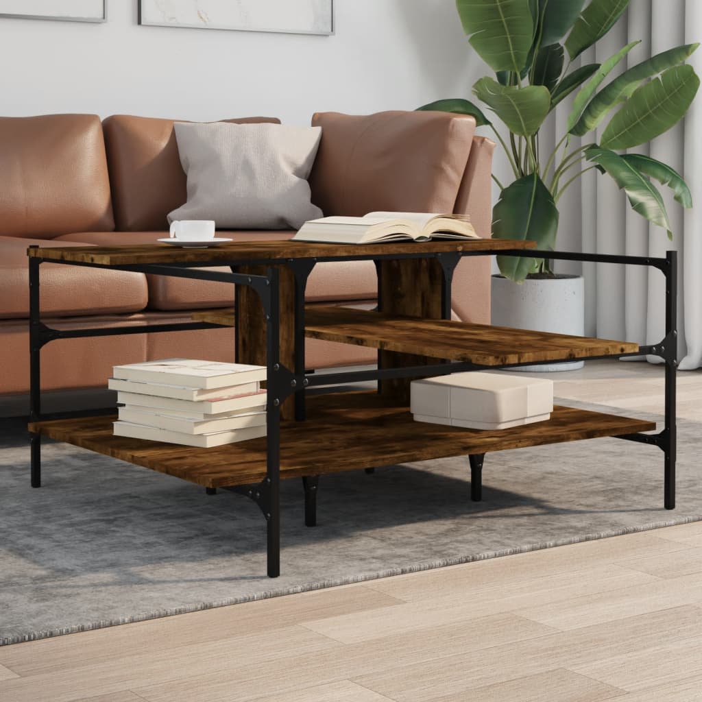Sehpa Füme Meşe 100x100x48.5 cm Ahşap Bazlı Malzeme