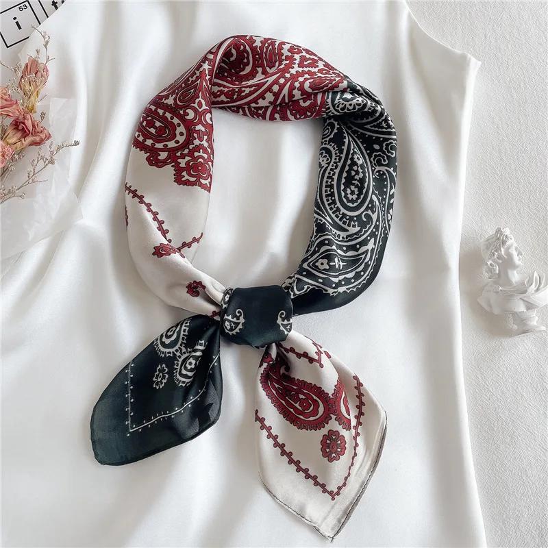 Women Paisley Shawls Neck Bag Fashion Beach Square Silk Scarves Kerchief Popular Print Bandannas Foulard Ribbon Hairband Hijab