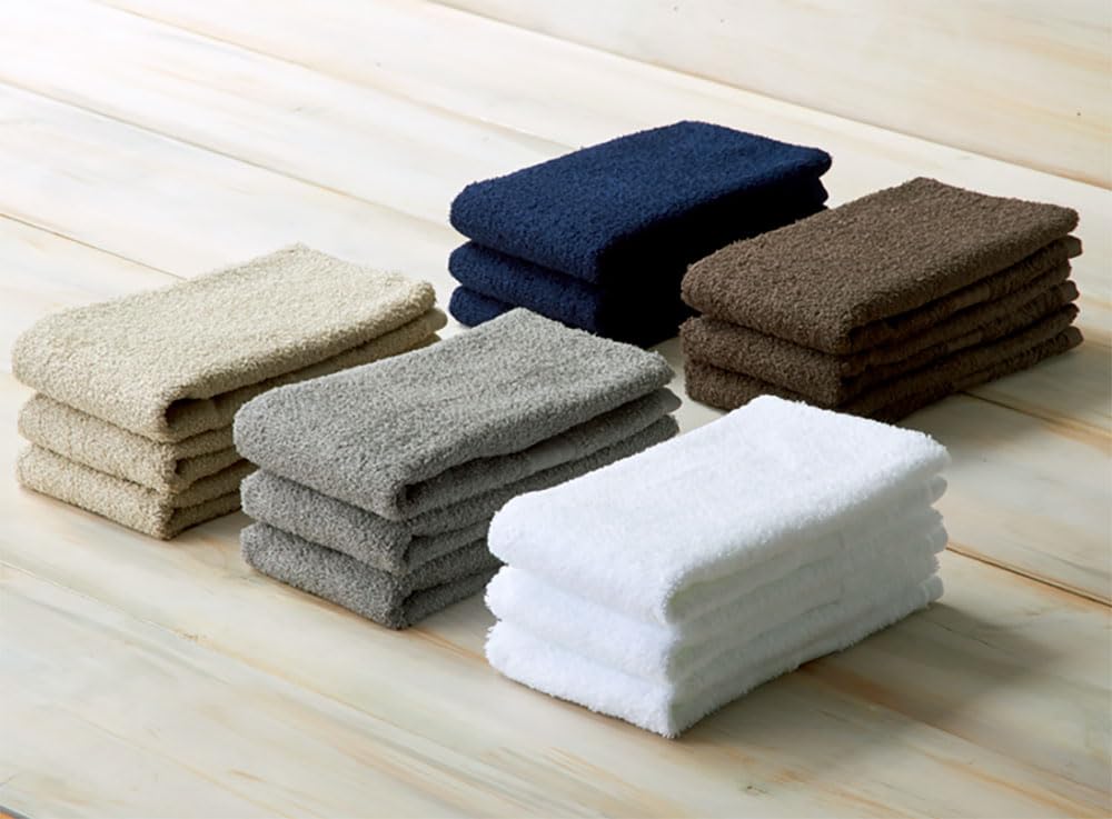 Set of 10 Professional Face Towels, 240 Momme, Made In Japan, Senshu Towels (Approx. 33 X 90cm), Beige