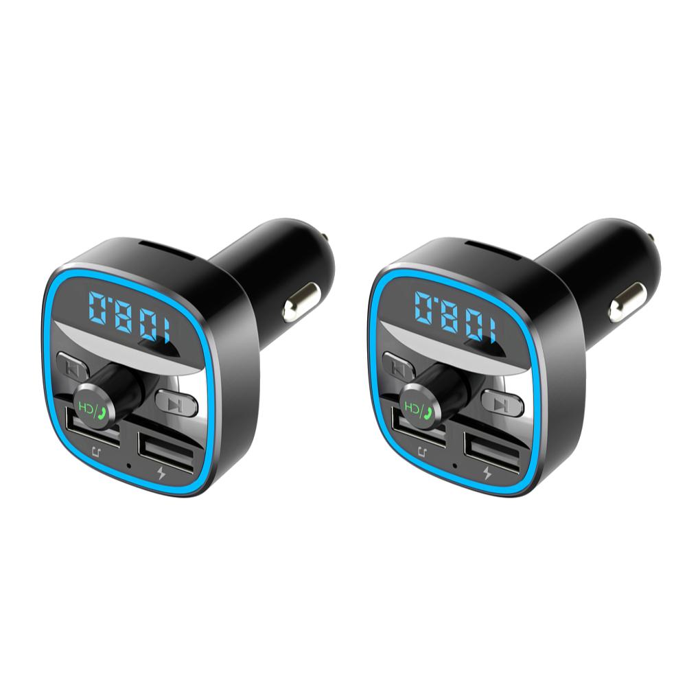 Texture Classique Portable Voiture Compatible Bluetooth 5.0 Modulateur FM Émetteur Pratique Chargeur Multifonctionnel MP3