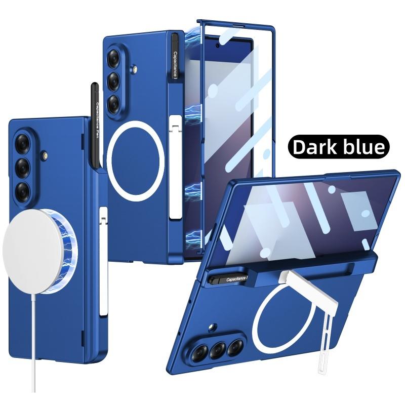 Magnetic Hinge Protection Kickstand Full Body Pen Slot Case for Samsung Galaxy Z Fold7 with Screen Glass Film +Stylus Pen