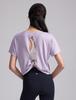 [CRZ YOGA] Women's Short-Sleeved Open-Back T-Shirt, Short Length, Loose Fit, Lilac/Lavender, Size S