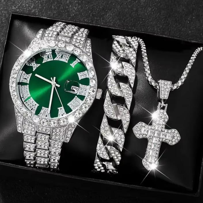 Watch Men'S Premium Sense European And American New Green Water Ghost Watch Men'S Watch Premium Sense Calendar Watch Set Watch