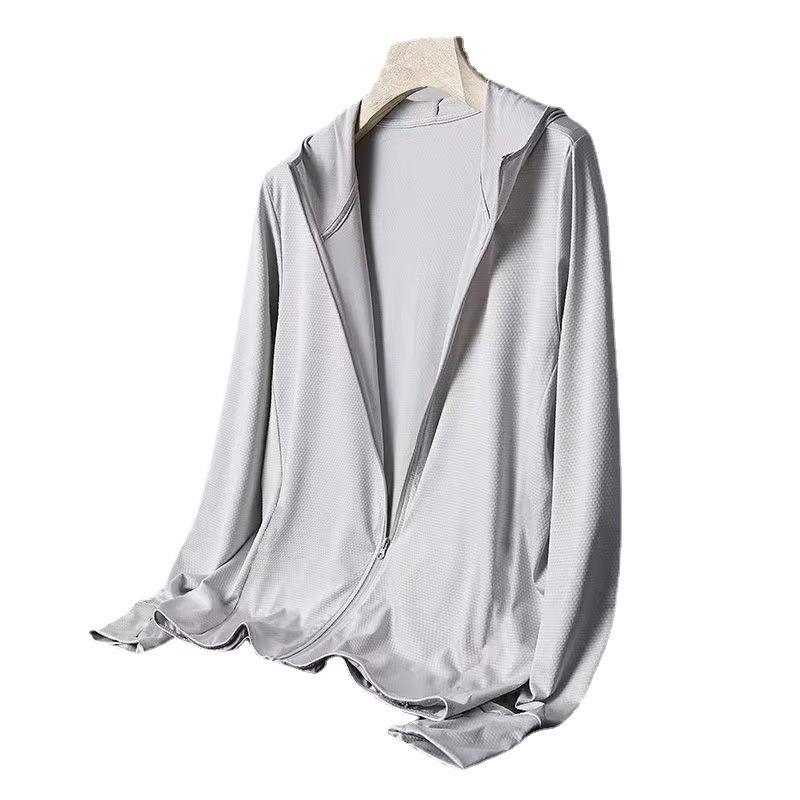 Unisex Ice Silk Mesh Quick-Dry Sun Protection Hooded Jacket for Summer Sports