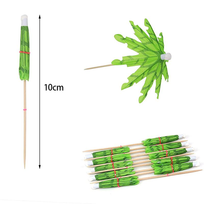 

10 Pcs Tropical Palm Tree Paper Umbrella Cocktail Food Fruit Picks Cupcake Toppers Hawaiian Birthday Party Wedding Decorations 02