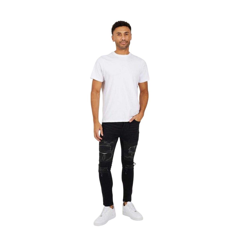 Brave Soul Mens Washed Biker Skinny Jeans