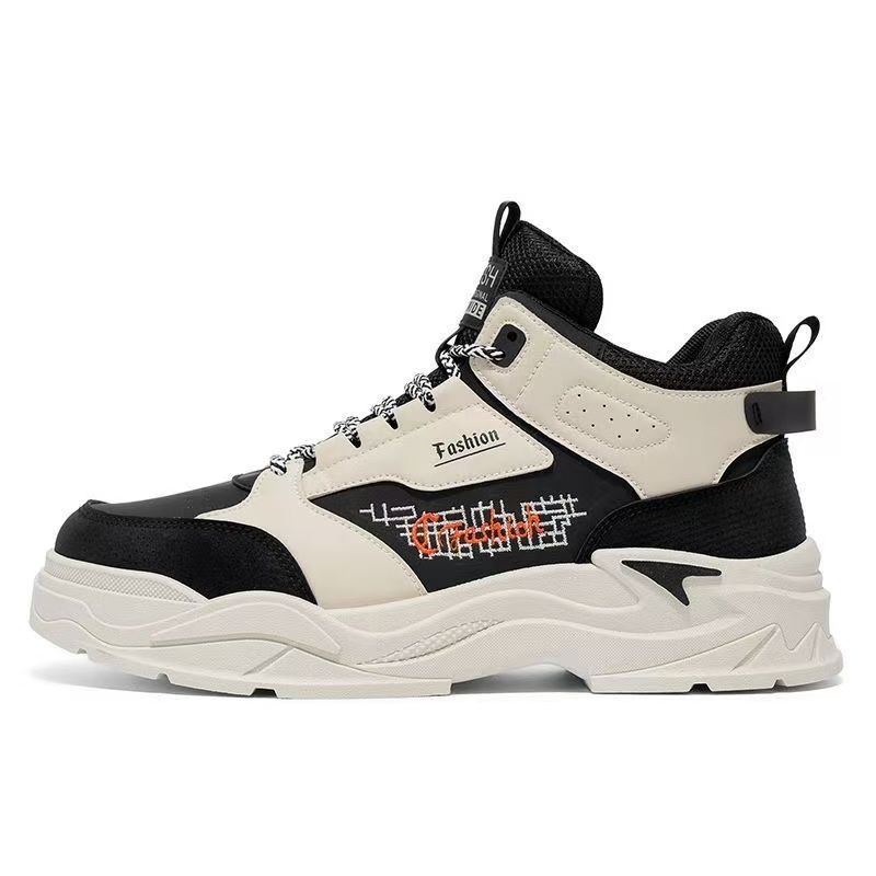 

Autumn new thick-soled heightening sports shoes high-top casual board shoes men s shoes outdoor tooling Martin boots men s trendy shoes 44 чёрный