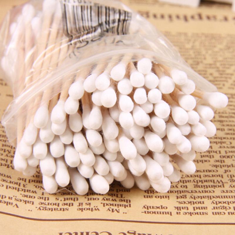 30~35Pcs Makeup Cotton Swab Double Head Cotton Buds Wood Ears Cleaning Tool