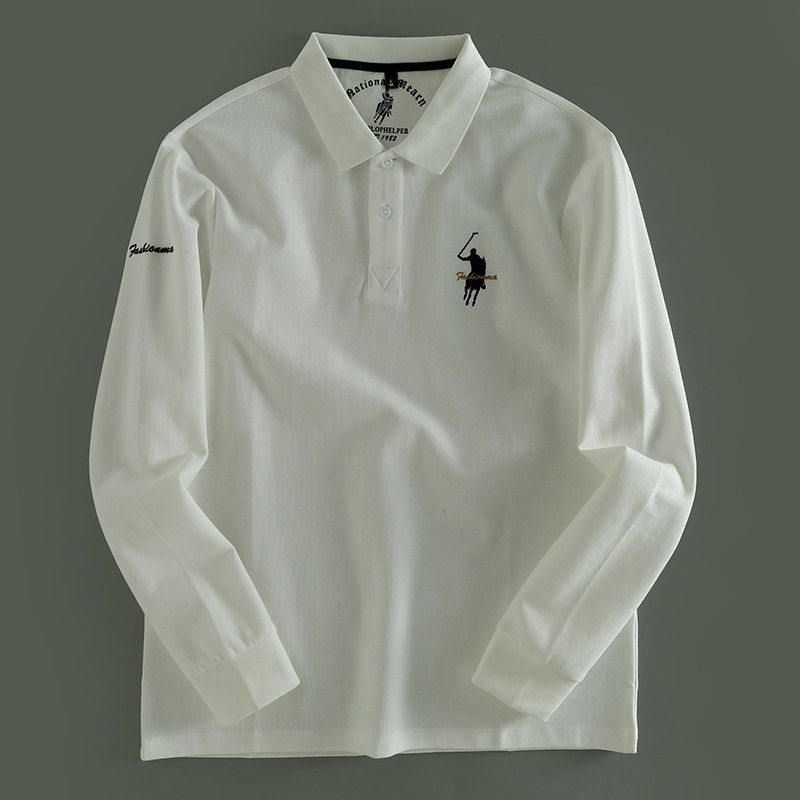 Foreign Trade Export Overplus Order Men's Long sleeve Polo Shirt Men's Lapel Embroidery Light Business Fashion Top Fashion Brand Bottoming Shirt