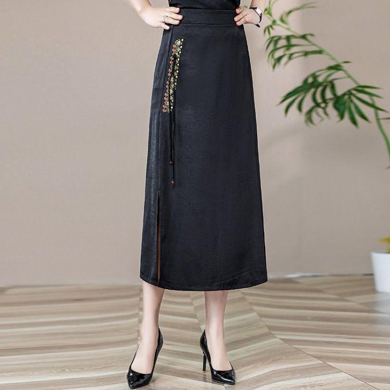 

Ретро Юбка Жаккардовая Китайский Стиль Пряжка Повседневная Юбка На Все Случаи Жизни Юбка Лицо Лошади XL чёрный