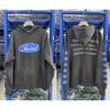 Vintage West Coast Hooded Zip-Up Sweatshirt With Sanskrit Script Print Relaxed Fit Cotton Pullover Men