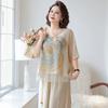 Women's Plus Size Cotton Linen Summer Two-Piece Set