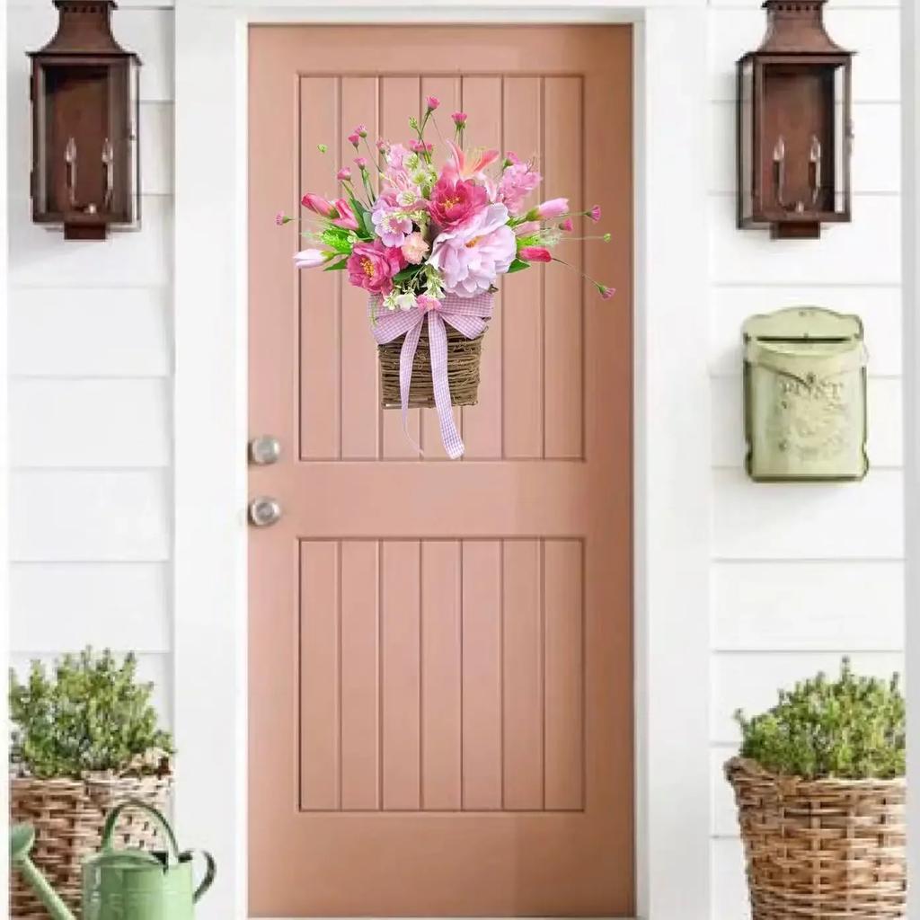 2025 New 2025 New Spring Wreath Simulation Garland Plant Door Hanging Home Hanging Basket Decoration