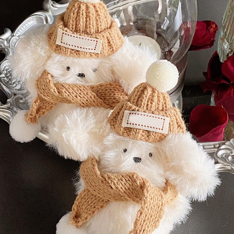 Plush Dog Keychain Cartoon Animal Pendant Keyring Fashionable Key Rings Jewelry Accessories for Backpacks and Phones