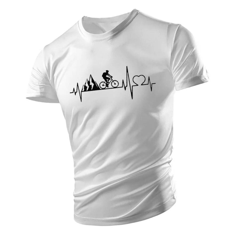 Sommer O-krage Utendørs Street Style 2d Music Bike Print Kortermet T-skjorte for menn Løs og behagelig hurtigtørkende