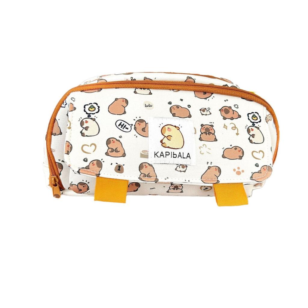Capybara Pencil Case Kawaii Large Capacity Pen Bag Cute Animal Element Pencil Bag For Student Term Begins School Supplies 2025
