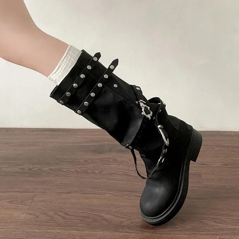 Fashion Designer Women Trouser Legs High Boots Fashion Punk Style Shoes Autumn Winter Thick Heel Ladies Knight Long Booties