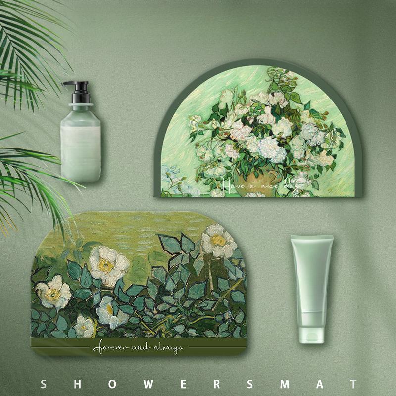 Oil Painting Bathroom Foot Mat Anti-slip Absorbent Carpet Bathroom Foot Mat Toilet Entrance Diatom Mud Cushion