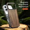 Luxury For iPhone 17 16 15 Pro Max Alloy Solid Wood Back Panel Hybrid Phone Case For Magsafe Wireless Charging Aluminum Alloy Cover