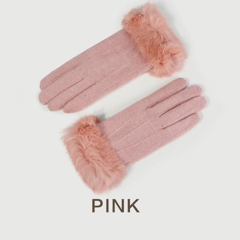 

Зимние уличные новые женские плюшевые толстые перчатки, теплые перчатки, морозостойкие, сенсорный экран, пятипалые перчатки для верховой езды One size розовый