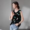 SOFSIL 2026 Summer Retro Print Sleeveless Silk Shirt