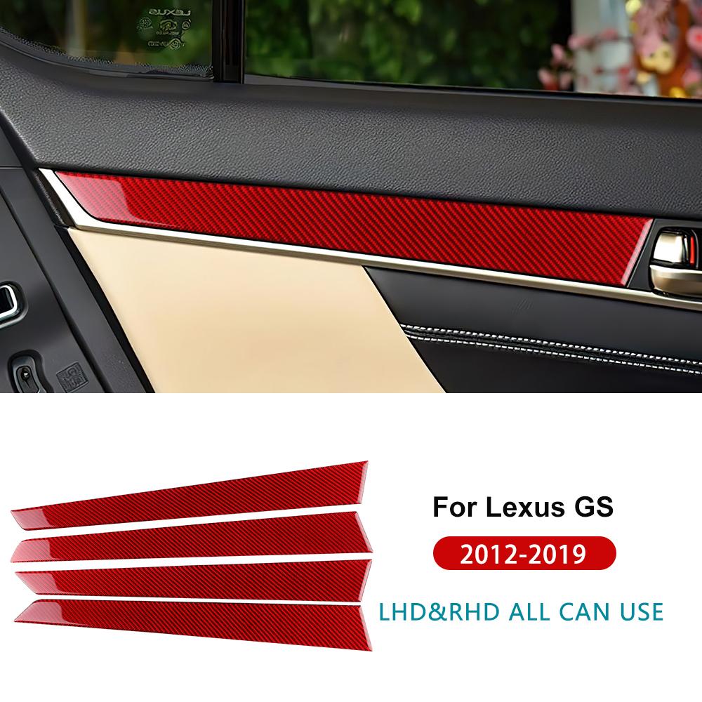 Carbon Fiber Auto Door Panel Protector Decoration Strips For Lexus GS GS250 GS350 L10 2012-2019 Car Sticker Interior Accessories.