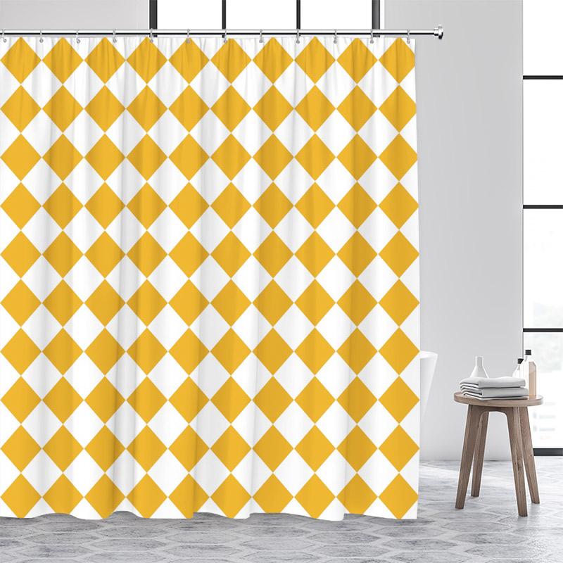 Black and White Diamond Lattice Shower Curtain Modern Geometric Art Minimalist Home Bathroom Decorative Bath Curtains With Hooks