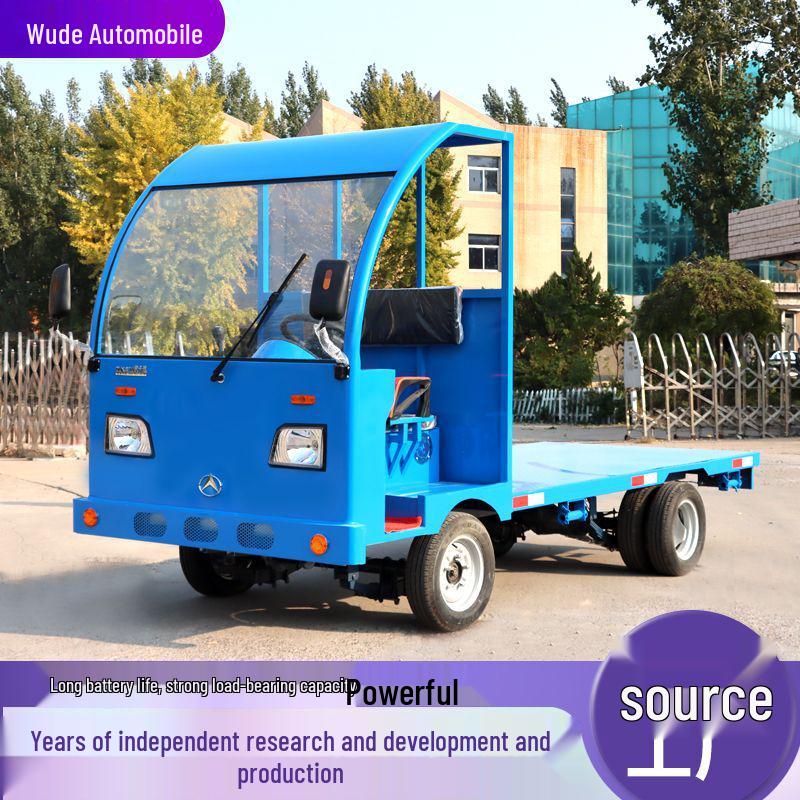 Electric Four-Wheel Flatbed Truck for Warehouse and Logistics
