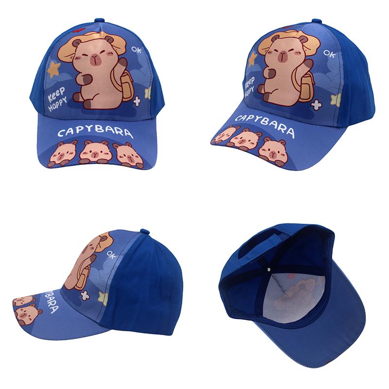 Cartoon Printed Capybara Children Baseball Hat Fashion Versatile Hat For Boys Girls Cute Outdoor Sunshade Peaked Cap Gifts
