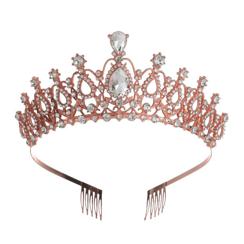 Bride's Crown Headwear Alloy Rhinestone Hair Band Wedding Crown Birthday Hair Accessory Style Headband Accessory