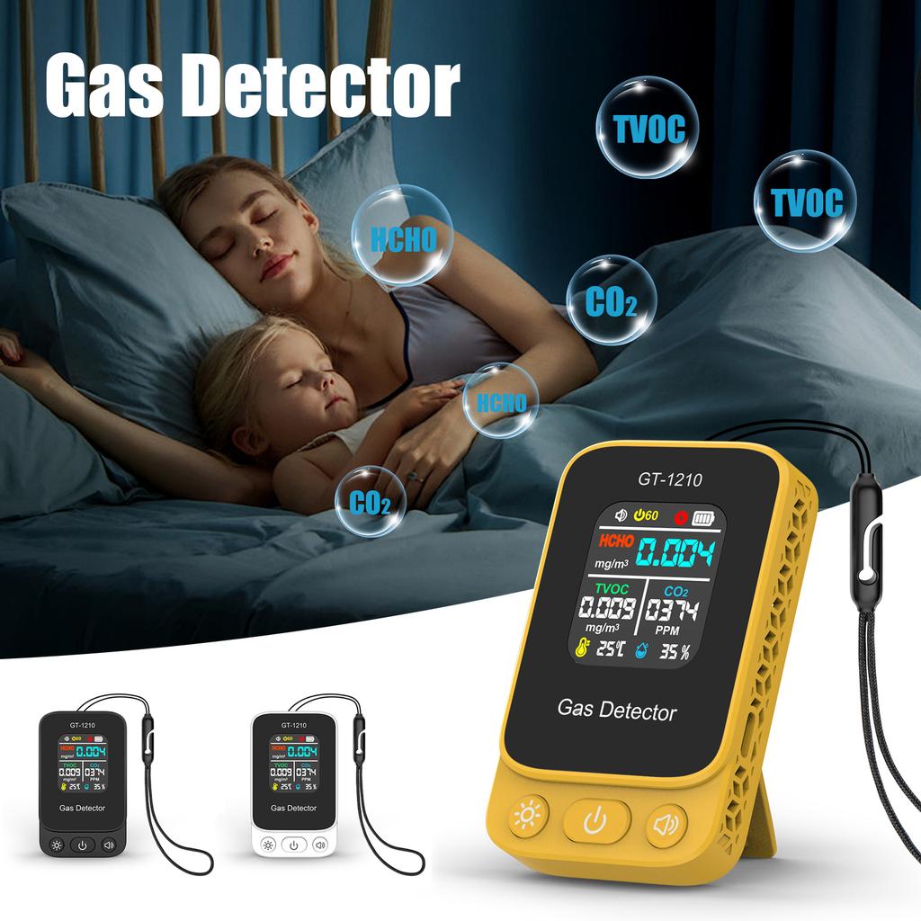 Mini 5 In 1 Air Quality Monitor CO2 HCHO TVOC Tester Temperature Humidity Meter Carbon Dioxide Detector For Indoor and Travel