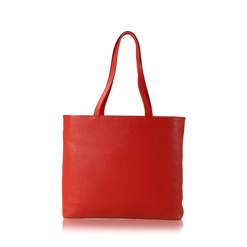 

[Business Leather Factory] A4 tote bag Water repellent original leather cow leather unisex Compatible with 14 inch PC With zipper (amber red)
