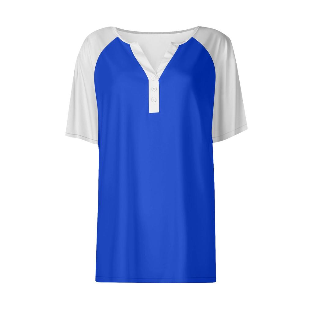 Women's T Shirt Tee Print Button Raglan Sleeve Daily Weekend Fashion Basic V Neck Regular Top