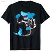 Mens Halloween Shark Skeleton Swim T Shirt 100 Cotton Crew Neck Short Slee Vintage Washed Soft Casual Top For Everyday Wear