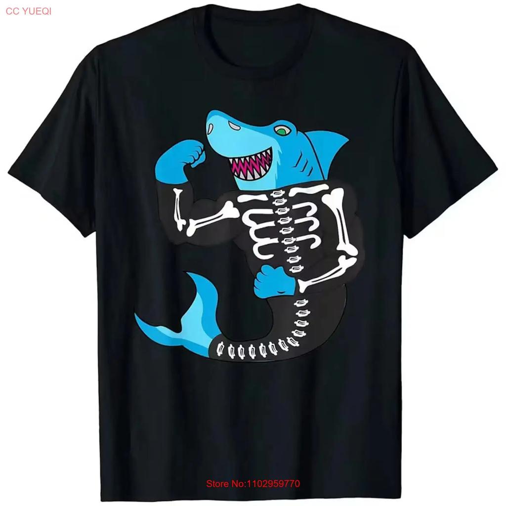 Mens Halloween Shark Skeleton Swim T Shirt 100 Cotton Crew Neck Short Slee vintage Washed Soft Casual Top For Everyday Wear