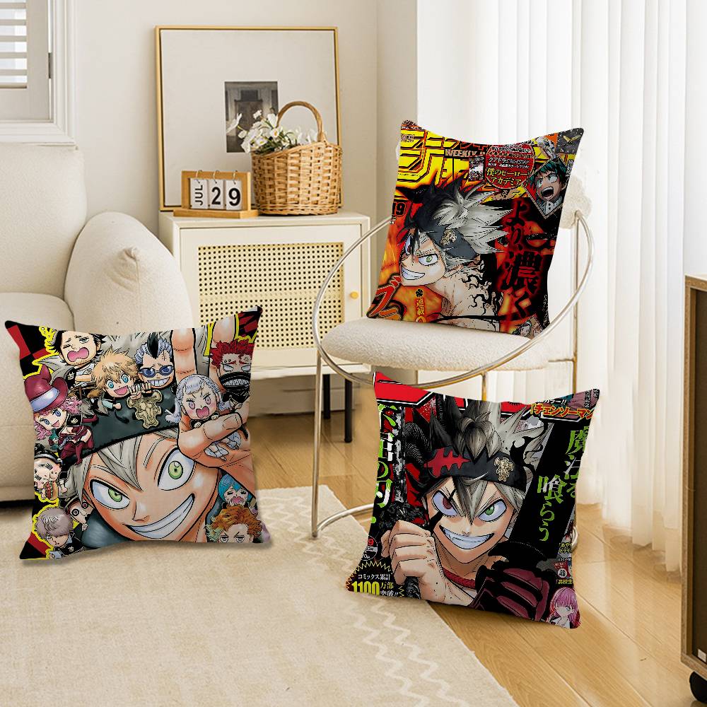 Anime BBlack Cartoon CClover Pillow Cover For Bedroom Room And Living Room Sofa Decorative Cushion Cover