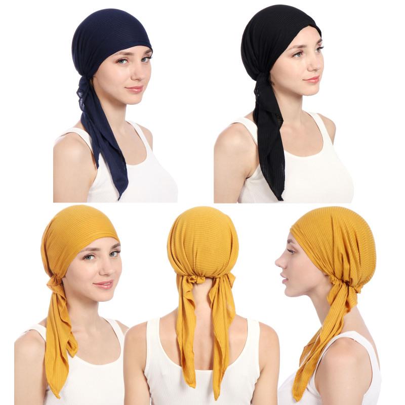 

Женская шапка-тюрбан, головной убор после химиотерапии, модный этнический платок, легкая однотонная шапка-тюрбан