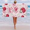 Berry Joy Soft Quick-Dry Beach Towel Lightweight Sand-Rid Easy Clean Towel with Cherry Floral pattern Red Cherries White Daisies