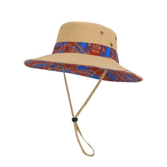 Bucket Hat Extra Large Brim Adjustable Fit Ethnic Style Cowboy Fisherman Hat Windproof Buckle Foldable Outdoor UV Blocking