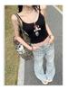 Women's Light Jacquard Stripe Micro-Flare Jeans - Retro High-Waisted, Loose Wide-Leg, Floor-Length (2025 Summer Edition)