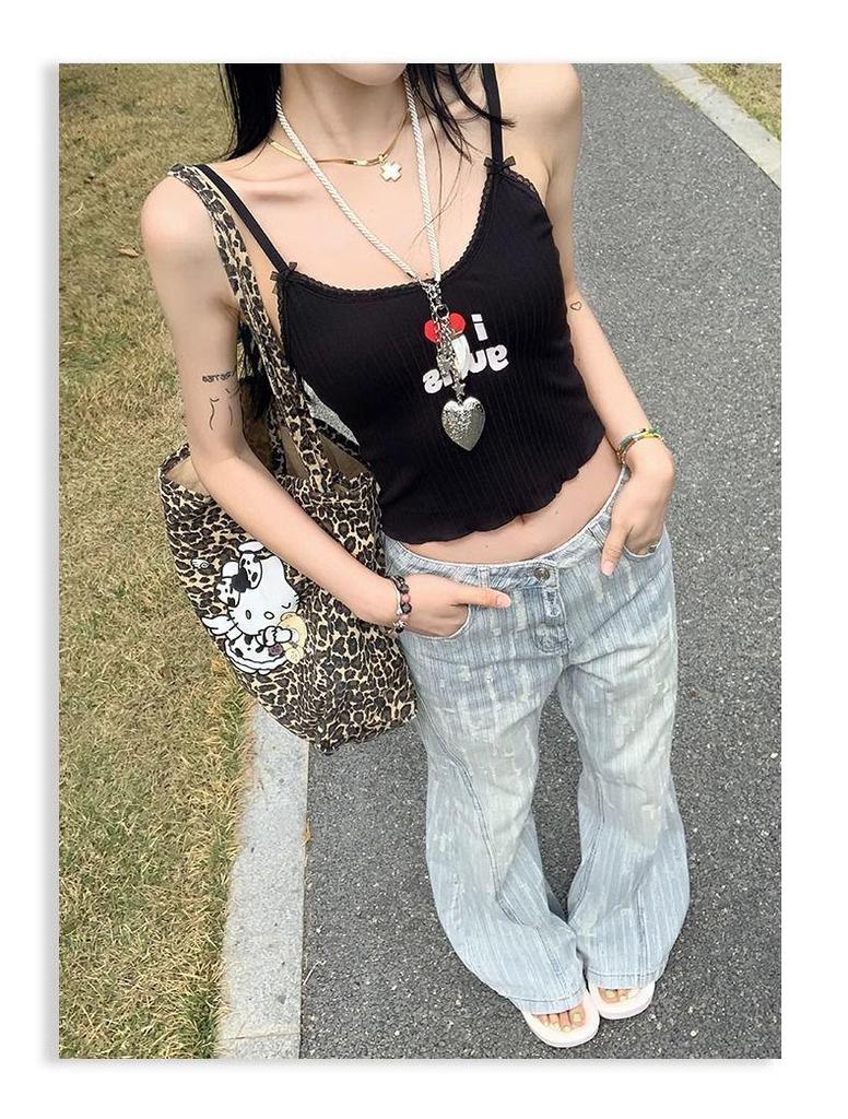 Women's Light Jacquard Stripe Micro-Flare Jeans - Retro High-Waisted, Loose Wide-Leg, Floor-Length (2025 Summer Edition)